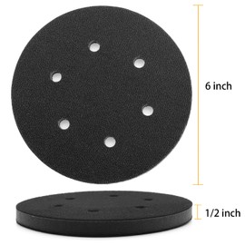 6 Inch 6 Hole Interface Pad Hook and Loop Soft Density Sponge Cushion Buffing Foam Sanding Pads, 2 Pack