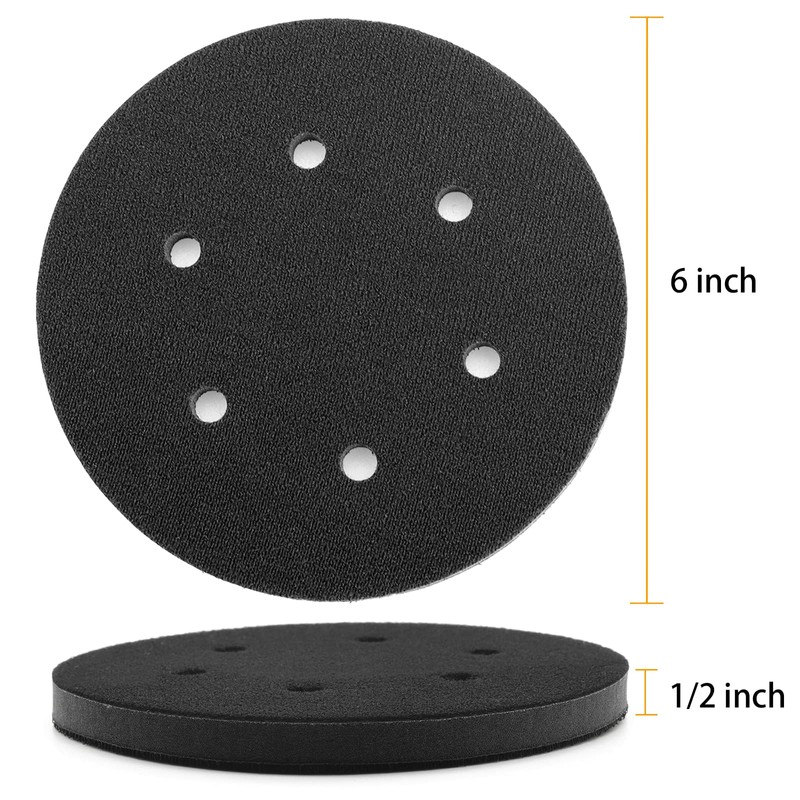 6 Inch 6 Hole Interface Pad Hook and Loop Soft