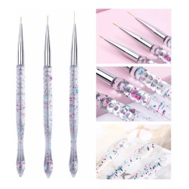 Xiaoya 3 Pinceles Liner Fino Mano Alzada Nail Art Uñas Gel Acrilic