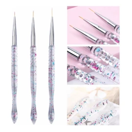 Xiaoya 3 Pinceles Liner Fino Mano Alzada Nail Art Uñas Gel Acrilic