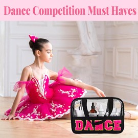 Kovewon 2 Pcs Chenille Letter Bags for Dance Recital Gifts Small Ballet Dance Makeup Bag with Handle and Zipper Waterproof Nylon Portable Toiletry Bag, Dance Competition Must Haves
