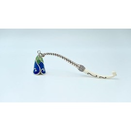 chghuaibei Candle Snuffer Extinguisher with Diamond Decoration Long Handle, Alloy Wick Flame Candle Put Out Tool Safely, Gift for Candle Lovers (Blue White)