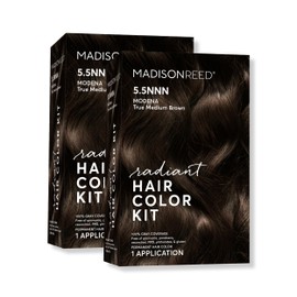 Madison Reed Madison Reed Radiant Hair Color Kit, Medium Brown for 100% Gray Coverage of Resistant Gray Hair, Ammonia-Free, 5.5NNN Modena Brown, Permanent Hair Dye, Pack of 2