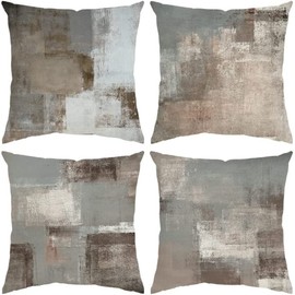 TIDWIACE Set of 4 Decorative Purple Flowers Cushion Covers 40 x 40 cm, Square Art Deco Throw Pillow Cases for Outdoor Furniture Garden Bench Living Room Sofa Farmhouse Decor 16x16