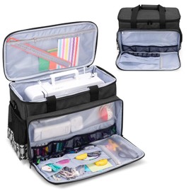 Yarwo Sewing Machine Bag with Removable Wooden Protective Board, Sewing Machine Carry Bag, Transport and Storage Bag, Compatible with Most Sewing Machines and Accessories