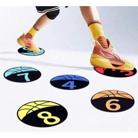MUSKULO MONSTRO Large Spot Markers, Anti-Slip Poly Spot Markers, Basketball Training Equipment, Basketball Coaching Accessories, Basketball Flat Cones, 5-Pieces, 9 Inches, with a Carrying Bag (1-5)