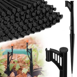 GlikCeil 100 Pcs 12.8" Irrigation Drip Support Stakes 1/4 Inch Tubing Hose Holder Adjustable Riser Drip Lines Ground Stakes for Micro Sprinkler Gardens Irrigation Supplies