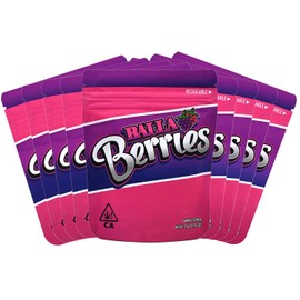 Topeedy 50pcs Small Resealable Storage Seal Bags,10 * 12.5cm Pink Foil Ziplock Bags 3.5g Mylar Bags, Clear Plastic Bags for Food Jewellery Candy Storage Children's Lock Sealing Bag -berries