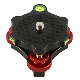 Laroal Tripod Leveling Base Camera Leveler With Bubble Level 3 Axis Tri Wheel Head 3/8" Thread +/-5 Degree Adjustable Precise Angle Aluminum Alloy Tripod Head Leveling Base