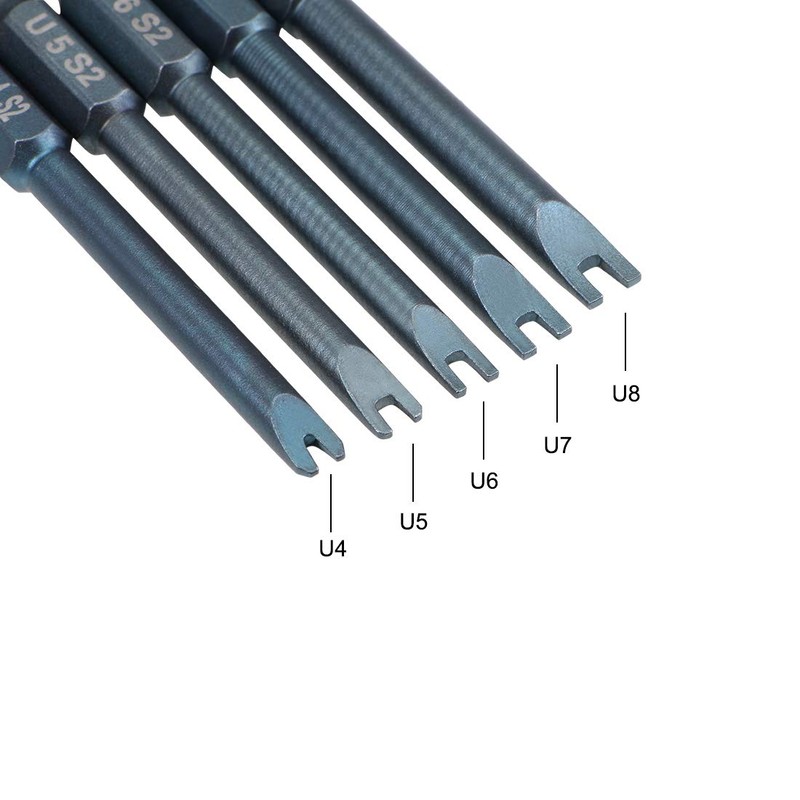sourcing map U-Shaped Bits Set 5pcs 1/4 Inch Hex Shank