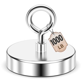 FINDMAG Super Strong Fishing Magnet, 1000 lbs Pulling Force, Neodymium Rare Earth Magnets with Countersunk Hole Eyebolt, Large Magnet Fishing for Remover, Diameter 3.54 inch(90 mm)