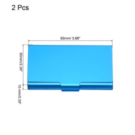PATIKIL Business Card Holder, 2 Pack Aluminum Metal Card Case Professional Pocket Card Holder for Name Card Credit Card, Blue
