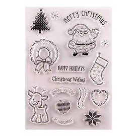 arriettycraft Merry Christmas Decors Deer Elk Socks Balls Clear Stamps for Cards Crafts Decoration and Scrapbooking Rubber Stamps for Crafts