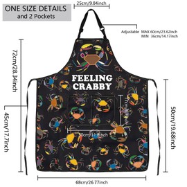 MBMSO Crab Apron with Pockets Feeling Crabby Gift Apron Funny Crab Lover Gift Crab Chef Cooking Kitchen Apron Crab Print Gift, Crab Apron-b, Standard