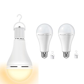 NOTOC Rechargeable Light Bulbs 9W,Battery Operated Powered LED Light Bulb 600Lumen 3000K Warm White for Power Outage,Camping,Outdoor Activity,Hurricane,Pack of 4