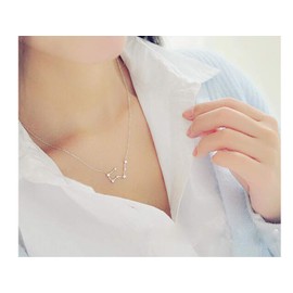 2Pcs Silver Zodiac Sign Necklace for Women 12 Constellation Necklace CZ Astrology Zodiac Gift for Women (Scorpio)