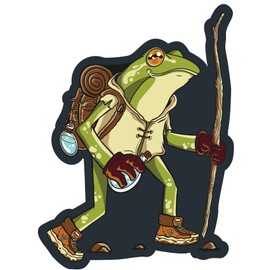 VulgrCo Animated Hiking Frog Adventure Animal Funny Sticker Vinyl Waterproof UV Resistant Decal for Phones Laptops Water Bottles Tumblers Boats Cars Trucks Windows Kayak 3" inch Bumper Stickers