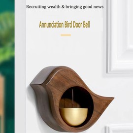 Desricy Shopkeepers Bell for Door Opening Magnetic Wood Doorbell with Brass Bell Door Chime for Entrance, Wall, Store, Wardrobe, Fridge