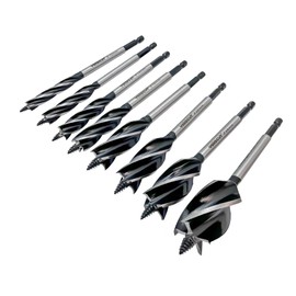 8-Piece Auger Drill Bit For Wood, Quick Change Shank 4-Flute Auger Drill Bit For Soft & Hard Wood, Plastic, Drywall (10mm,12mm,14mm,16mm,20mm,22mm,25mm,32mm)