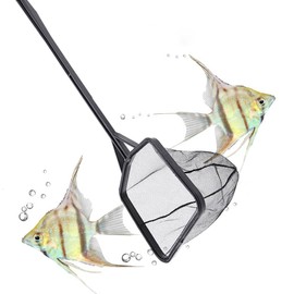 Aquarium Fish Net, Lightweight Nylon Aquarium Shrimp Net Fish Tank Fishing Net Square Fish Net Mesh Fish Tank Catching Mesh Tool with Plastic Handle