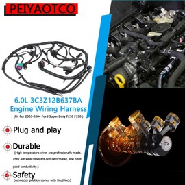 PEIYAOTCO Engine Wiring Harness Compatible with 2003 2004 Ford F250 F350 F450 F550 Super Duty 6.0L Diesel Engine 3C3Z12B637BA 3C3Z-12B637-BA
