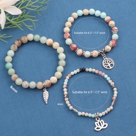 UEUC Tree of Life Yoga Healing Stone Bracelets,Multilayer Lotus Chakra Stone Reiki Bracelet Sets,Anxiety Crystal Natural Stone,for Women Stress Relief(#156)