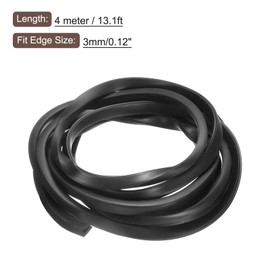 sourcing map sourcing map U Channel Edge Trim, 13.1ft Length Rubber Guard Seal Strip Edge Protector Flat Type Fit for 3mm Edge, (11/32" W x 3/8" H) Black