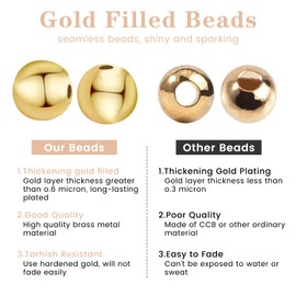 TMMATE 2mm-570pcs 18K Gold Filled Round Ball Beads for Jewelry Making Gold Spacer Beads, Smooth Gold Metal Beads for Bracelets Necklaces Earrings Crafts Bulk Supplies
