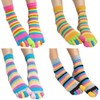 Zeroest Women's Soft Cotton Toe Socks - Colorful Rainbow Five
