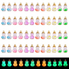 COGCHARGER 60 Pcs Luminous Glass Ball Charms Glow in the Dark Gourd Charms Pendants for Bracelets Necklace Earrings Jewelry Making DIY Ornament Accessories