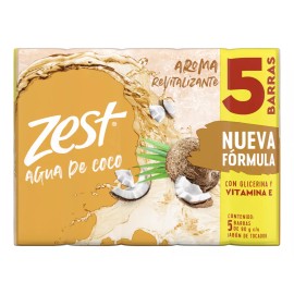 Zest Jabón En Barra Agua De Coco Y Agave Limpieza Profunda Para Una Piel Visiblemente Saludable Y Revitalizada Con Glicerina Y Aceites Esenciales 5 X 90g