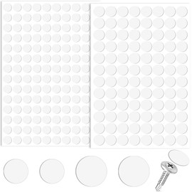 Pndeyo 2 Sheet Self-Adhesive Screw Cover Stickers, White PVC Non-Faded Screw Hole Cover Caps, Dustproof Sticky Decals for Various Furniture Cabinet- Diameter 0.59" & 0.47"