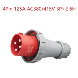 1 Set 125A 4Pin Industrial Connector Plug Socket, 4Pin 125A 380V-415V 3P+E 6H IP67 Waterproof Connector IEC60309 Power Connecting Industrial Concealed Socket Kit for Industry and Aviation (125A)