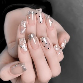 COLORBIRD Z661 Nail Tips, Short, 24 Pieces, Pink, Nail Tips, Short, Cute, Ballerina