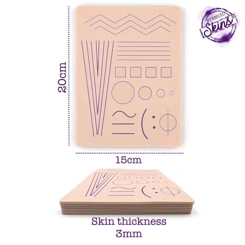 Pre-Printed Tattoo Practice Skins - 5 Pack | Pre Printed