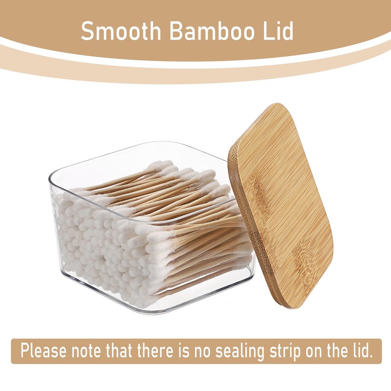 2 Packs Square Q Tip Holder with Lid Clear Plastic