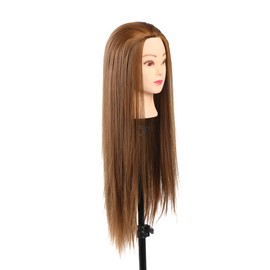 Washable Mannequin Head, Environment-Friendly Heat-Resistent Human Hair Styling Training Head, Hair Salons for Beauty Teacher Hair Stylists Hair-Styling
