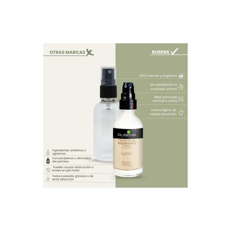 Crema Facial Regenerante Rusens Antiedad 25+ 100% Natural