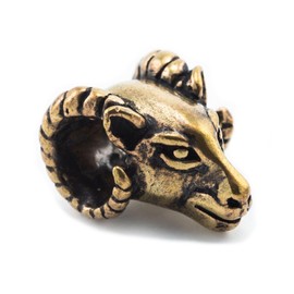 Windalf Viking Pendant RAM 14 mm Aries Head Hair Bead Jewellery Pearl Bronze, Fabric jewellery bag