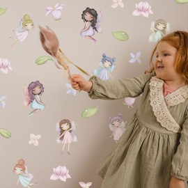 Stickerscape Fairy Wall Stickers (Flower Fairy) | Fairy Wall Stickers for a Children's Bedroom or Nursery | Easy to Apply and Cleanly Removable