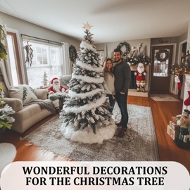 Christmas Faux Fur Trim,White Fur Garland for Christmas,Used for Decorating Christmas Trees, DIY Making Christmas Hats, Christmas Party Costume Decoration (White, 20 feet.)