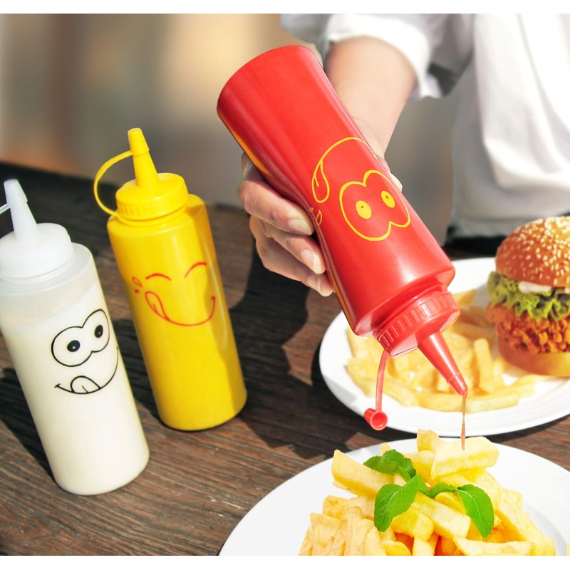 New Star Foodservice 28560 Smiley Faces Squeeze Bottle Set, Plastic,