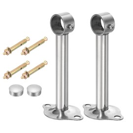 sourcing map 3 Set Ceiling Mount Curtain Rod Bracket, Fit 25mm/0.98" Pipe Length 150mm/5.91" Stainless Steel Curtain Rod Hooks Hangers for Walls Wardrobe Pipe Curtain Pipe, Silver
