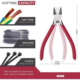 IGANCE Igan-p6 Wire Flush Cutters, 6-inch Ultra Sharp & Powerful Side Cutter Clippers