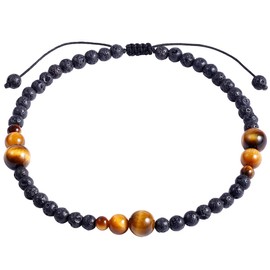 Jewever Lava Stone/Tiger Eye Stone Anklet Bracelet for Women Beach Foot Essential Oil Diffusers Cord Adjustable (8.5-10 Inches)