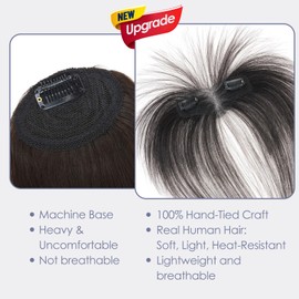 S-noilite Clip in Fringe for Women - Real Human Hair Toupees for Women - Side Fringe Clip on with Temples #1B Natural Black