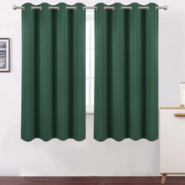 LEMOMO 100% Blackout Dark Green Curtains with Black Liner/52 x 63 Inch/Set of 2 Panels Thermal Insulated Room Darkening Curtains for Bedroom