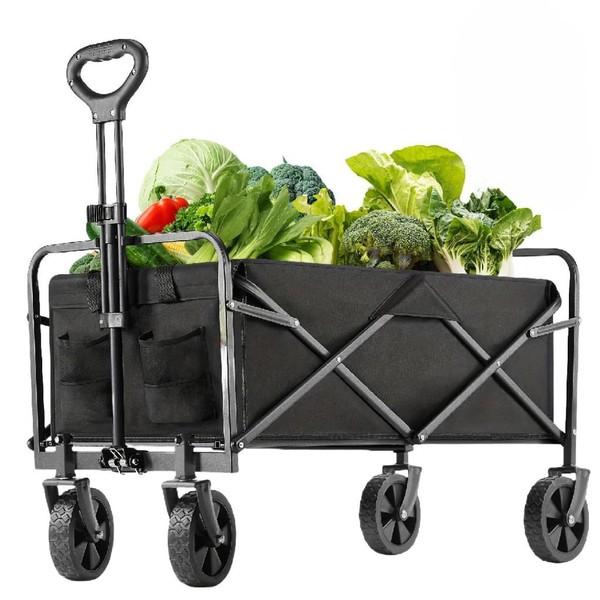 Inbrave Foldable Wagons Carts Collapsible with All-Terrain Wheels - 360