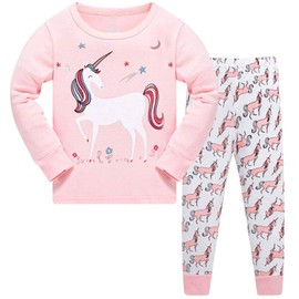 TEDD Girls' Pyjamas, Cotton, Cute, Unicorn, Long Sleeves, Two-Piece Pyjamas Set, Kids’ Sleepwear, Winter, Christmas, Sizes 1-12 Years, 01 Pink