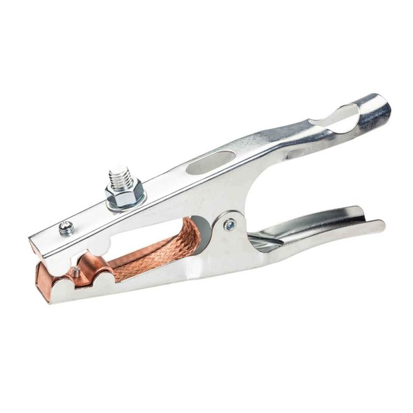 Lincoln Electric K910-2 Heavy Duty Ground Clamp - 500 Amp Rating - Copper Plated Jaw - Braided Copper Shunt, Silver